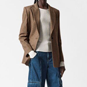 & Other Stories Oversized Padded Blazer Size 4 Tan